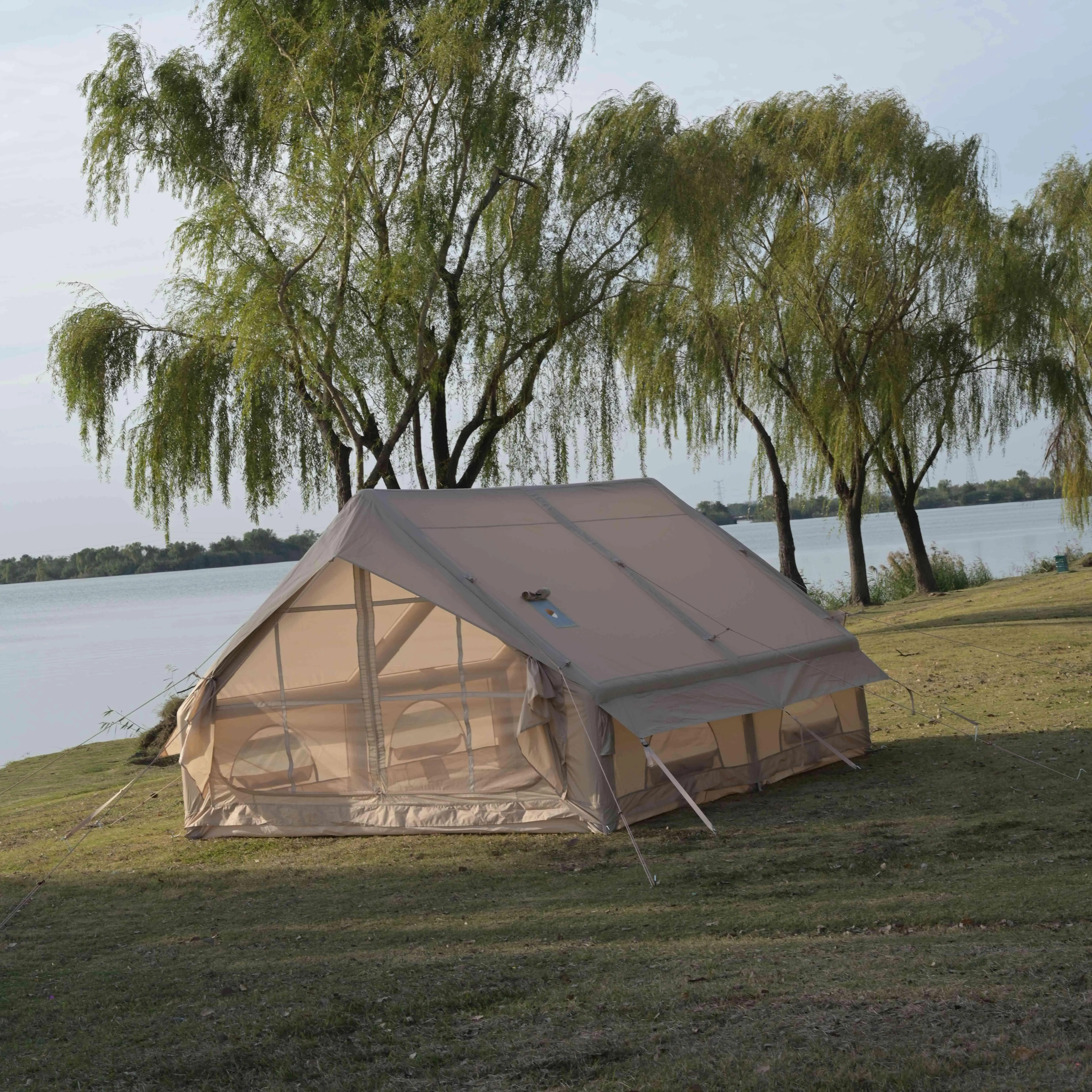 

Double Door One Bedroom Cotton Fabric Waterproof Four-season Family Camping Camouflage Inflatable Tent Quick Automatic Opening