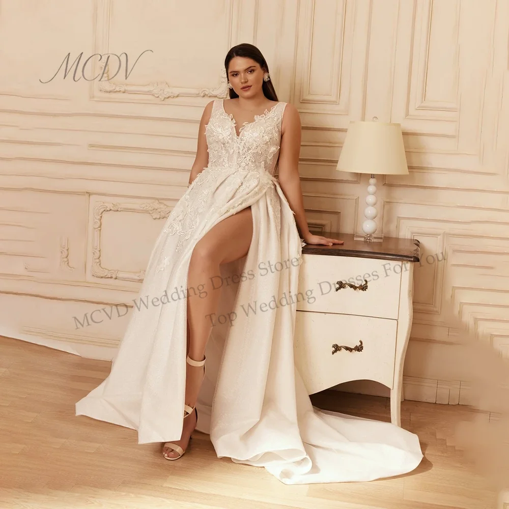 

Chiffon Civil Wedding Dresses Women Spaghetti Straps A Line Split vestidos de novia talla grande Dresses For Bride Customized