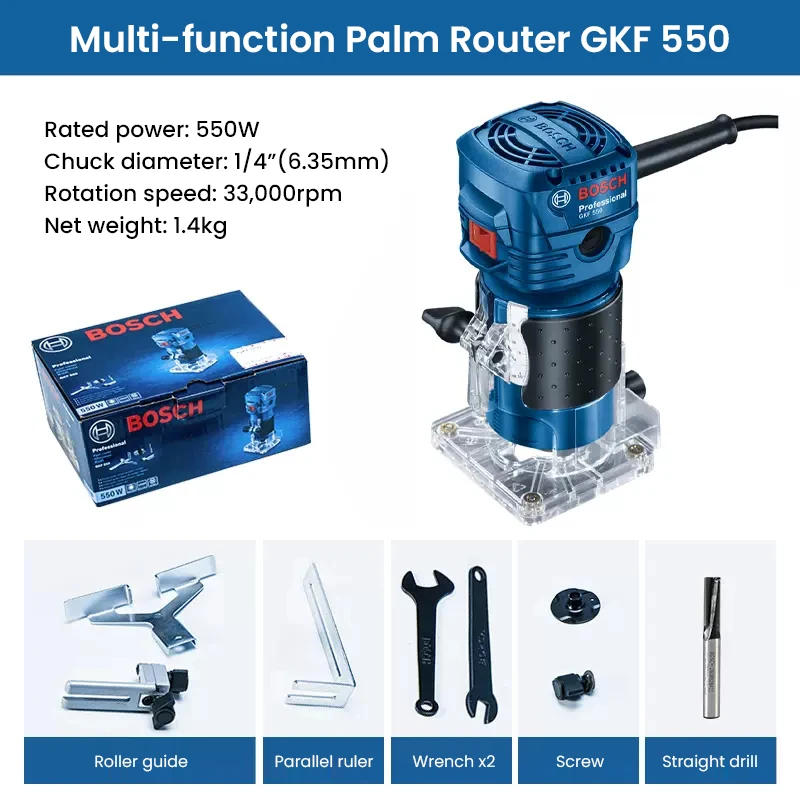 bosck multi function eletrica carpintaria router palm router arc aparar madeira slotting processamento de moveis casa faca voce mesmo ferramenta gkf 550 01