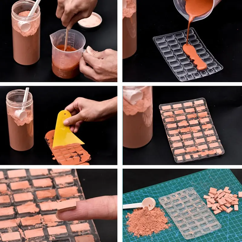 Mini Small Brick Brick Mold Sand Table Construction Making Mini Brick Silicone Mold Cement Model Brick Small House Handmade Diy