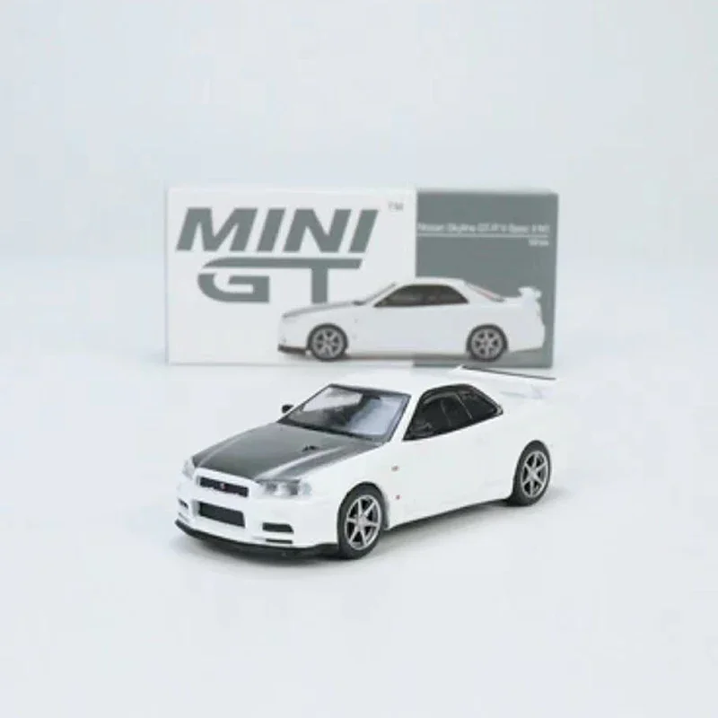 MINIGT-modelo de coche Skyline GT-R (R34) v-spec II N1, vehículo fundido a presión de aleación #501 RHD, 1:64