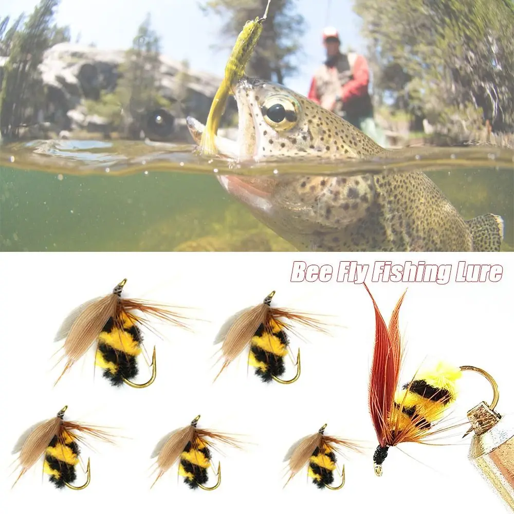 Woolly Worm Bee Fly Fishing Lure Rown Caddis Nymph Fly Black Body Fishing Hooks Deer Hair Beetle Trout Fly Woolly Worm lure