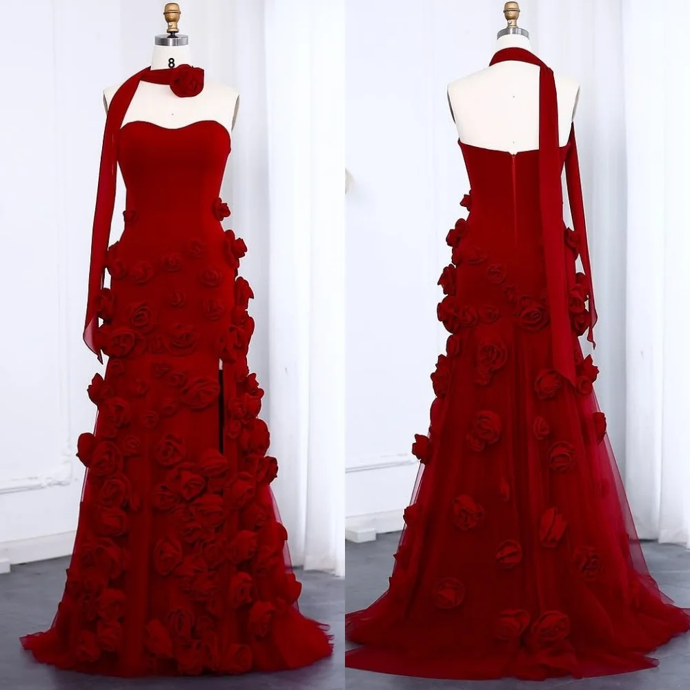 

Индивидуальные сложно подходящие джерси с цветочной складкой, длинные платья трапециевидной формы без бретелек, изысканные на заказ