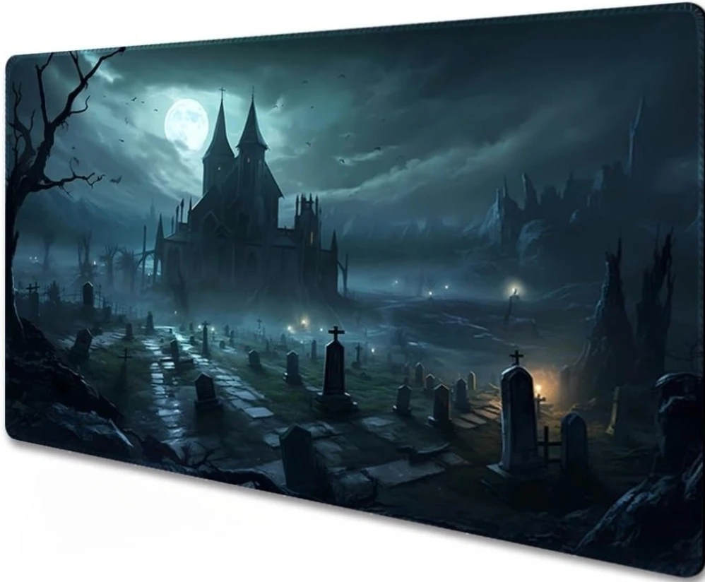 Magic Gothic Castle Pattern Play Mat Durable Office Deskpad Parties Gathering Card Game Mat Non-slip Keyboard PC Gaming MousePad