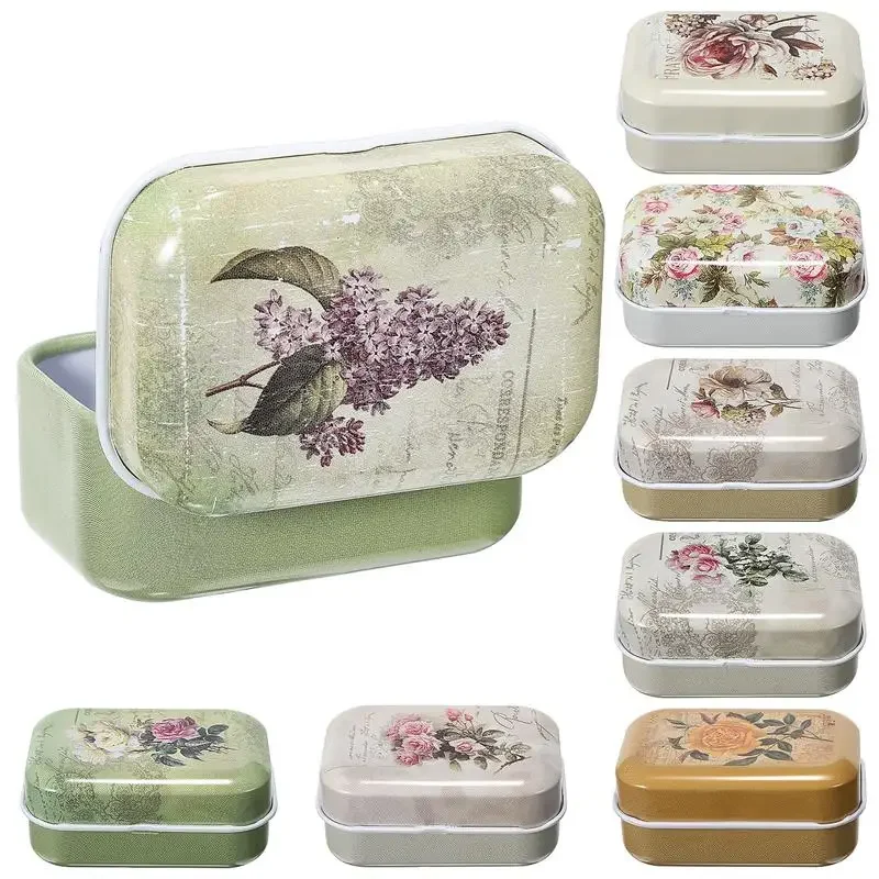 

8 Pcs Tin Boxes Vintage Jewelry Box Trinket Box Small Candy Jewelry Box With Lid Flower Organizer Box Vintage Storage Iron Box