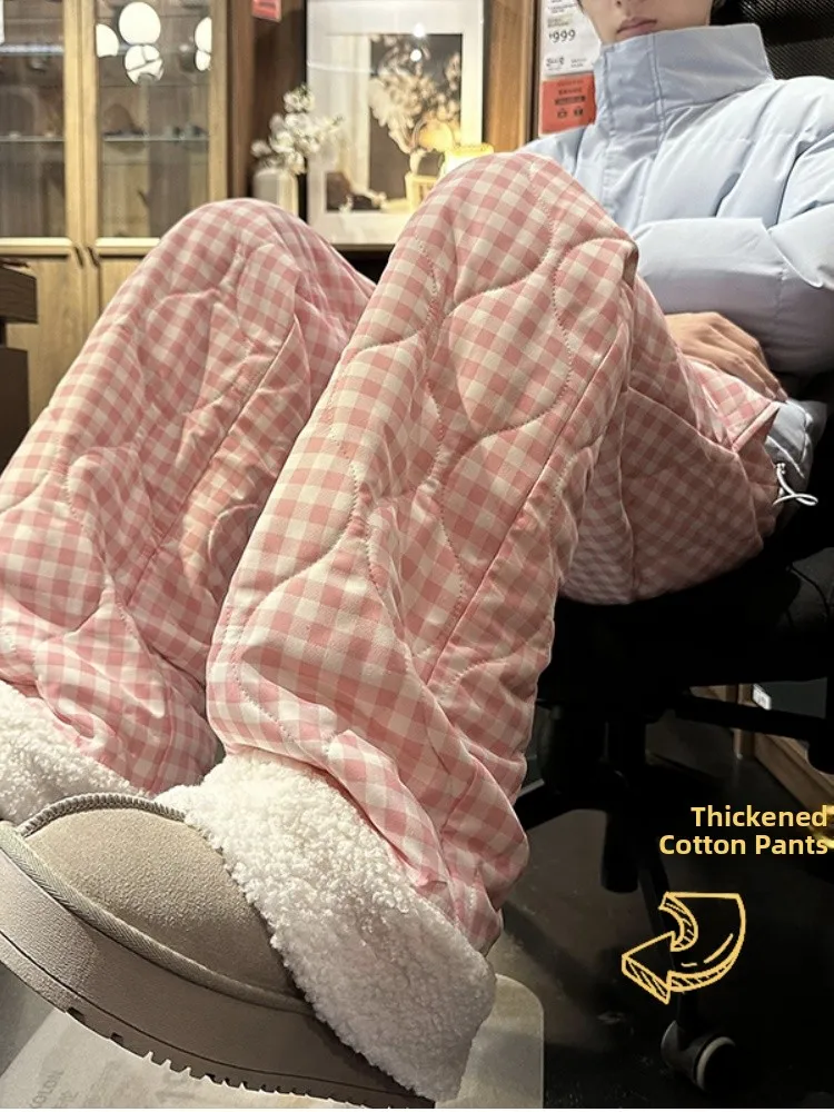 Thiened Fce Lamb Fur Cotton Pants Men's Winter Casual Long Trousers Windproof Warm below 40 Deees Cold Resistant Outdo...