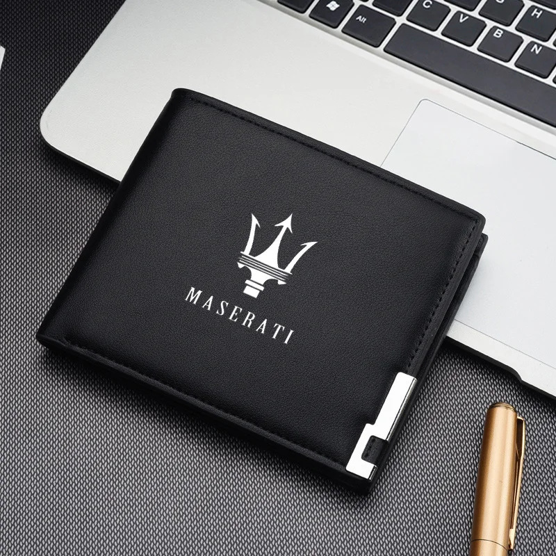 1pcs Car Logo Wallet Men Leather Driver Licence Holder Key Card Bag For Maserati Quattroporte Spyder Levante Coupe GranTurismo