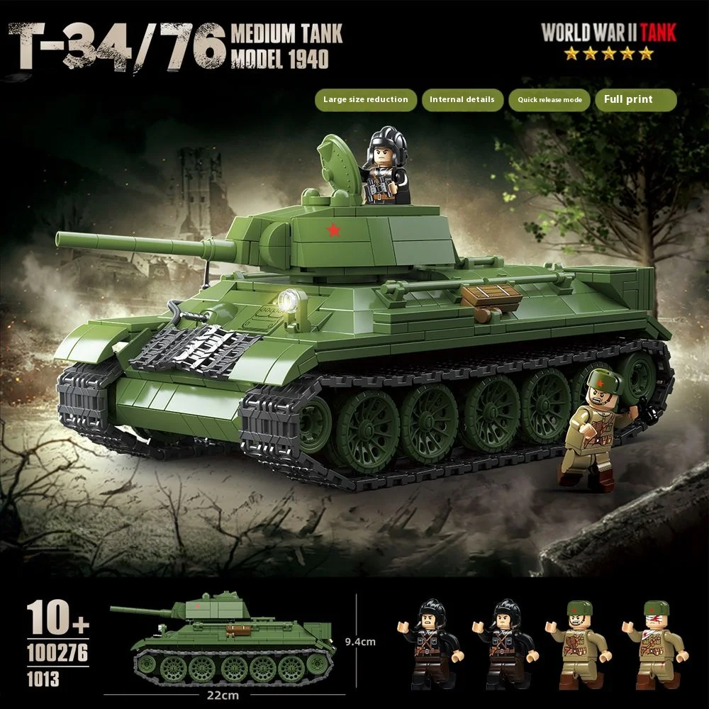 New 2024 MOC Military T-34/76 t3476 Medium Tank 1940 1031 PCS Building Blocks Model Toys Gifts For Boy Adults