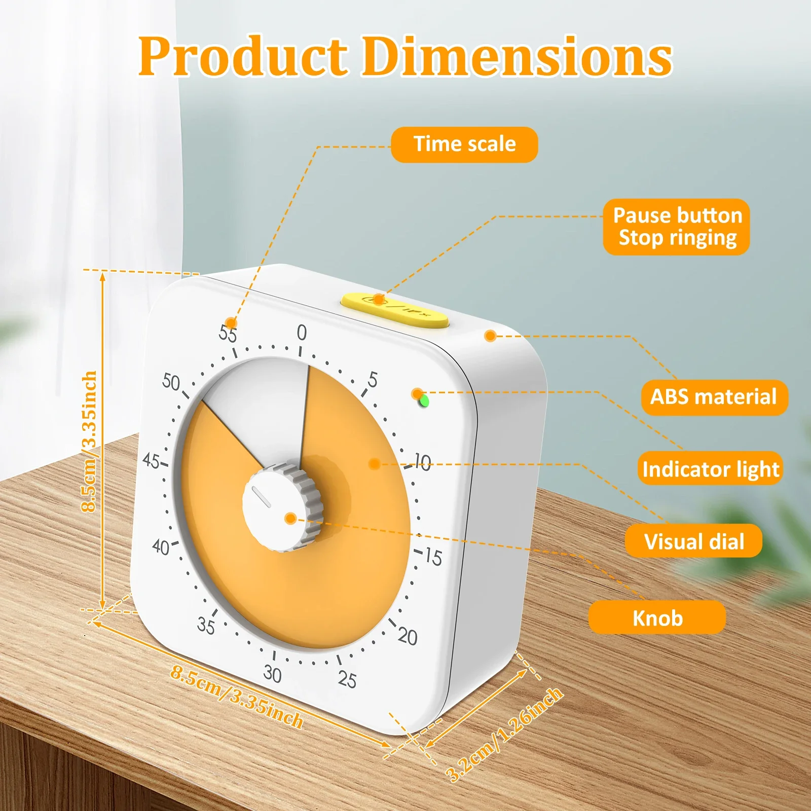 60-Minute Pomodoro Visual Timer Countdown Timer Kitchen Accessories Stop Watch Digital Stopwatch Pomodoro Kid Time Management