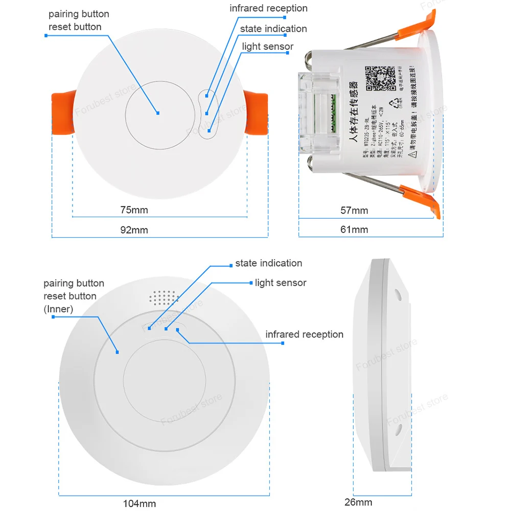 Sensor de pressão humana Tuya Zigbee, detector de radar de onda milimétrica, sensor de movimento para automação residencial, relé embutido, 24G, 5,8G