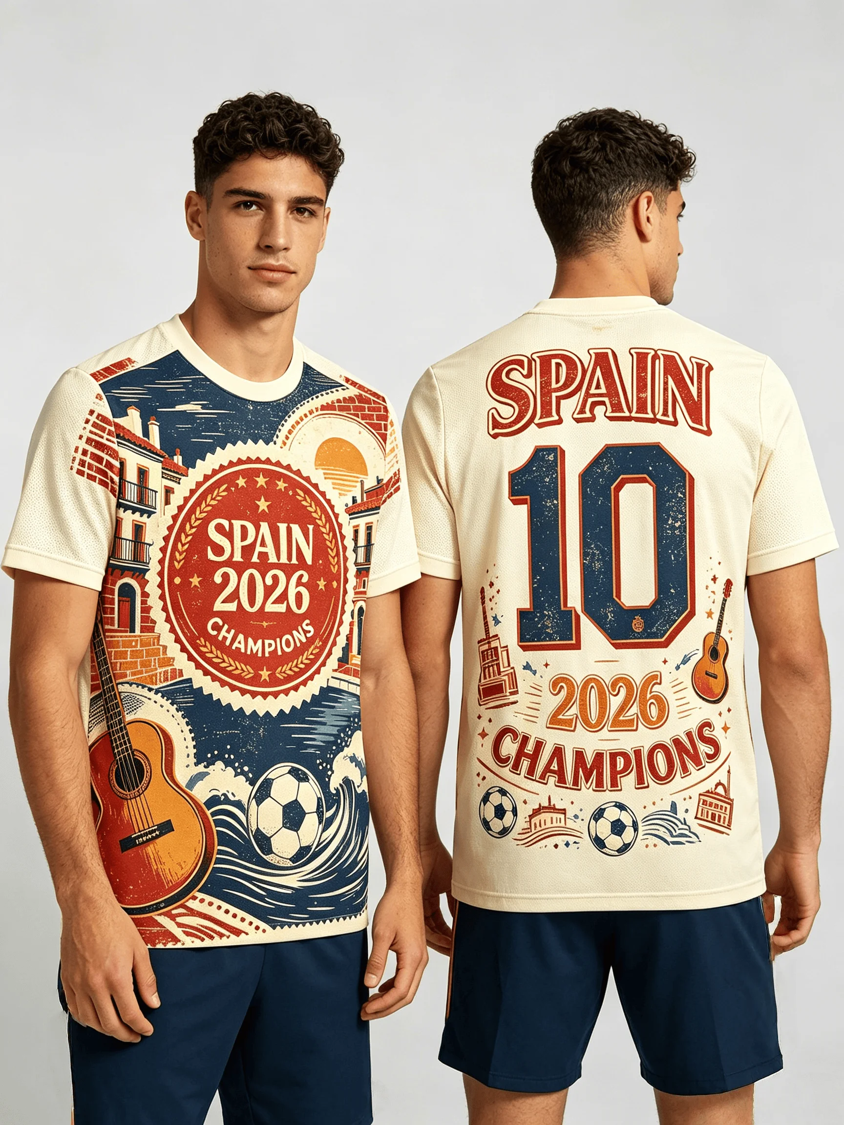 2026 New Fashion Spanish Style Jersey Championship Edition Fan Celebration Football Uniform Uniform Matching Family Outfits