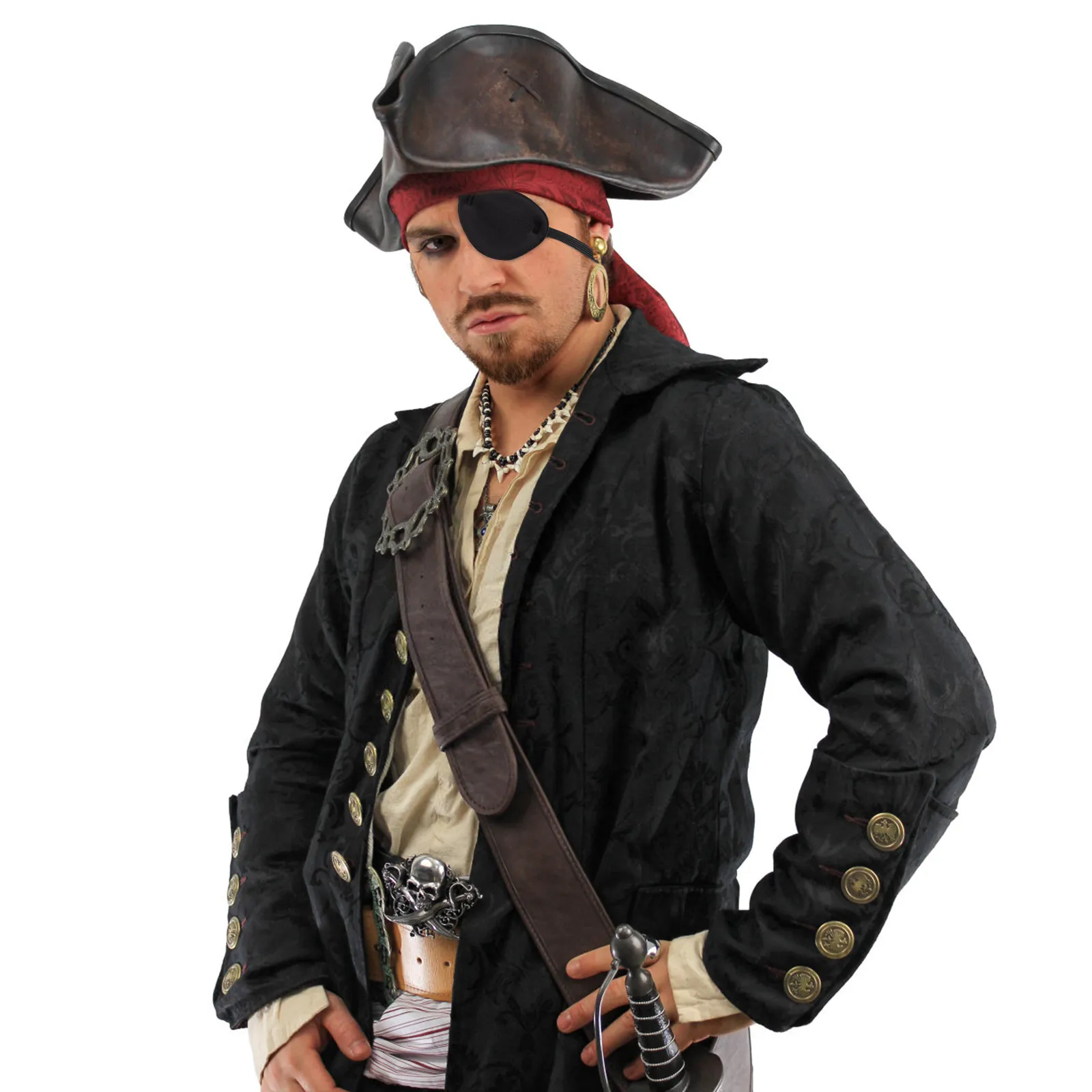 

2Pcs Pirate Eye Patch Black Thick Sponge Breathable Blindfold Cover Adjustable Elastic Band for Halloween Party Masquerade Eye