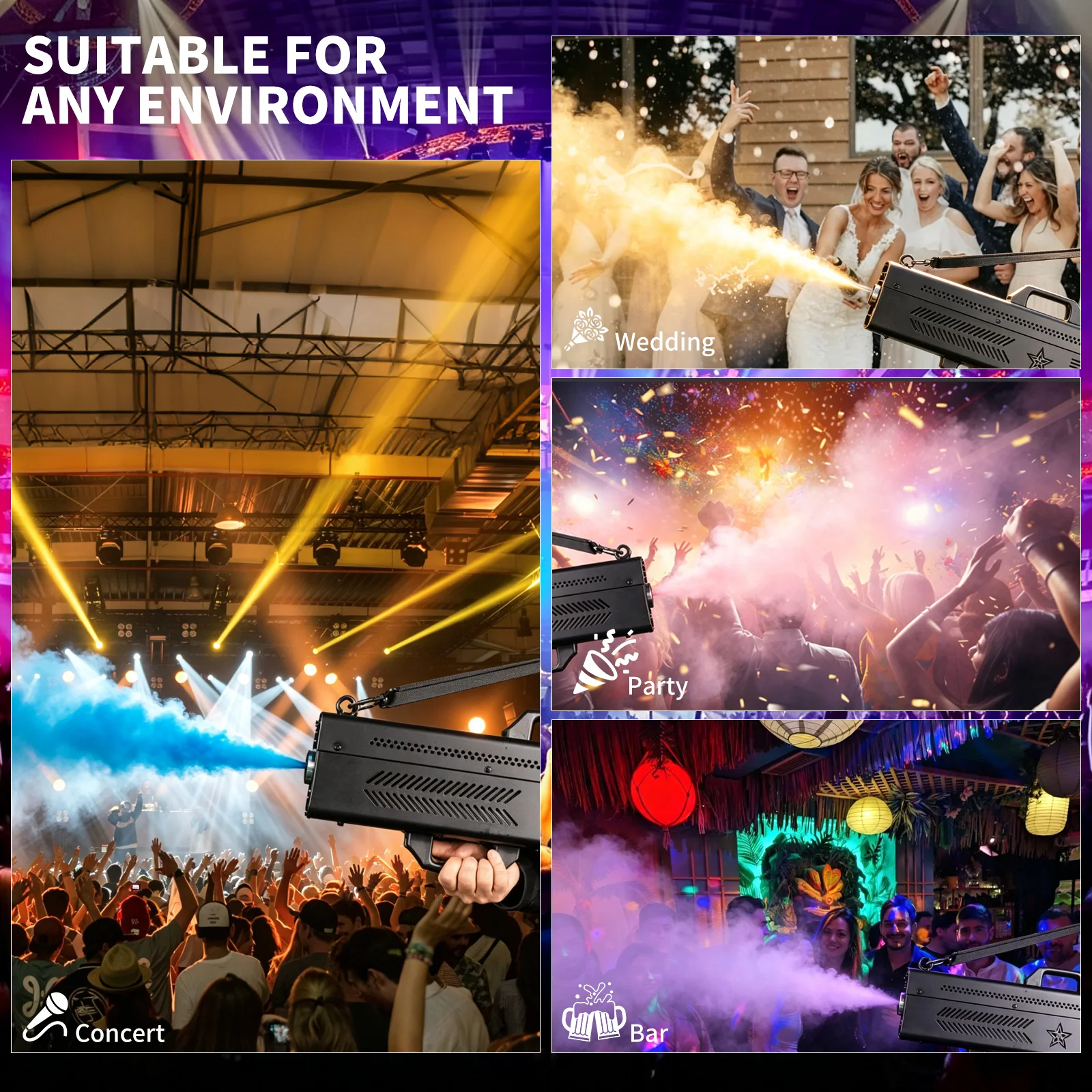 1700W LED RGB Handheld Smoke Gun Stage Special Effect Equipment Smoke Sprayer for DJ Disco Christmas Party Wedding view 5