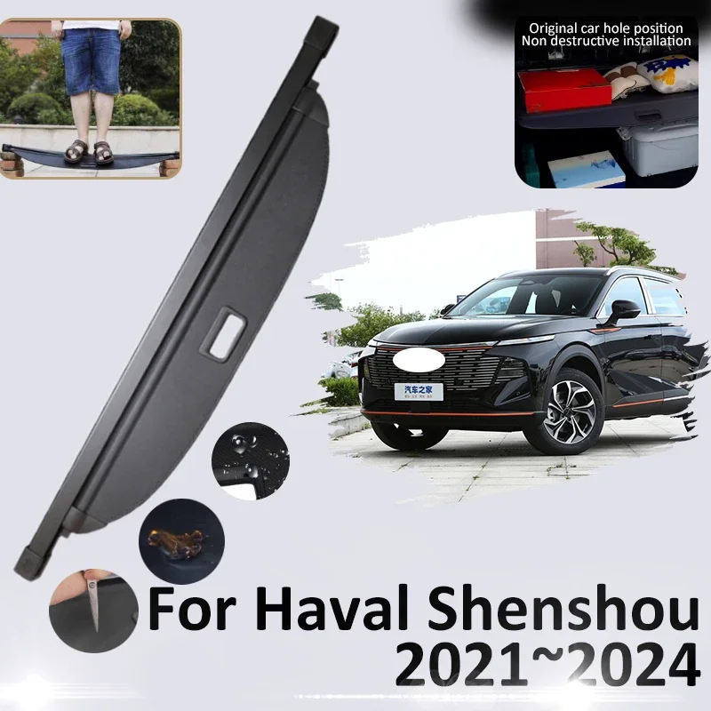 

Car Trunk Cover For Haval Shenshou 2021 2022 2023 2024 Car Organizer Anti-peep Tray Retractable Security Shield Car Accessories