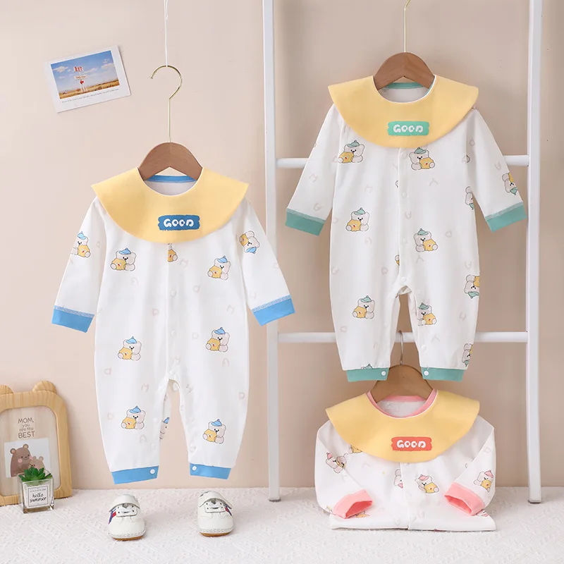 Autumn New Baby Bodysuit Cotton Split Cotton Wool Four Seasons Baby Clothing Baby Bodysuit Creeper Romper