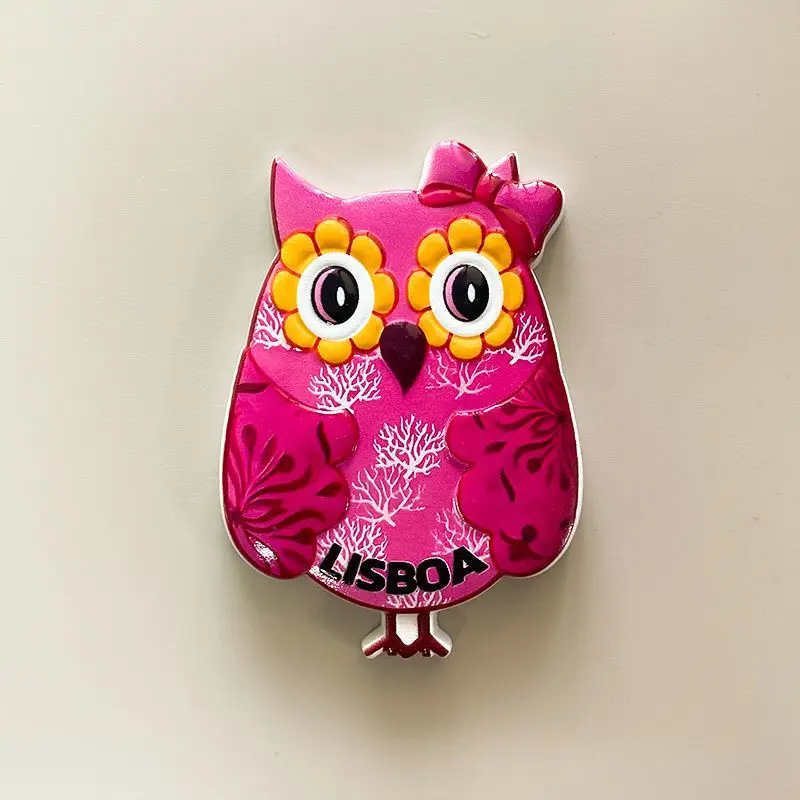 

Cute Owl from Lisbon, Portugal, High-Value Travel Souvenir Fridge Magnet Dopamine Decoration