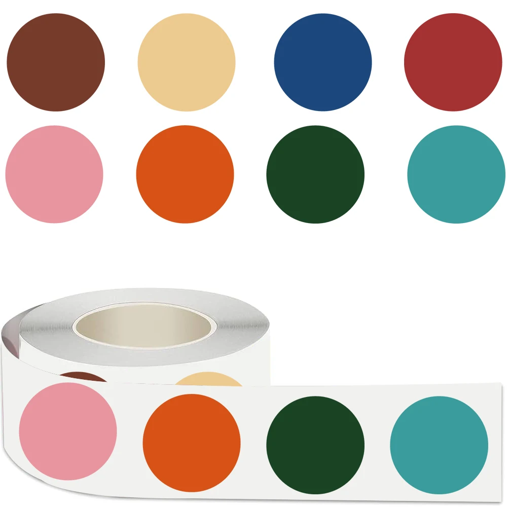 مجموعة ملصقات كروما مستديرة مكونة من 500 قطعة من ملصقات كروما مقاس 1 بوصة - ملصقات قرطاسية باللون الأحمر والأصفر والأزرق والوردي والأسود للتنظيم #4