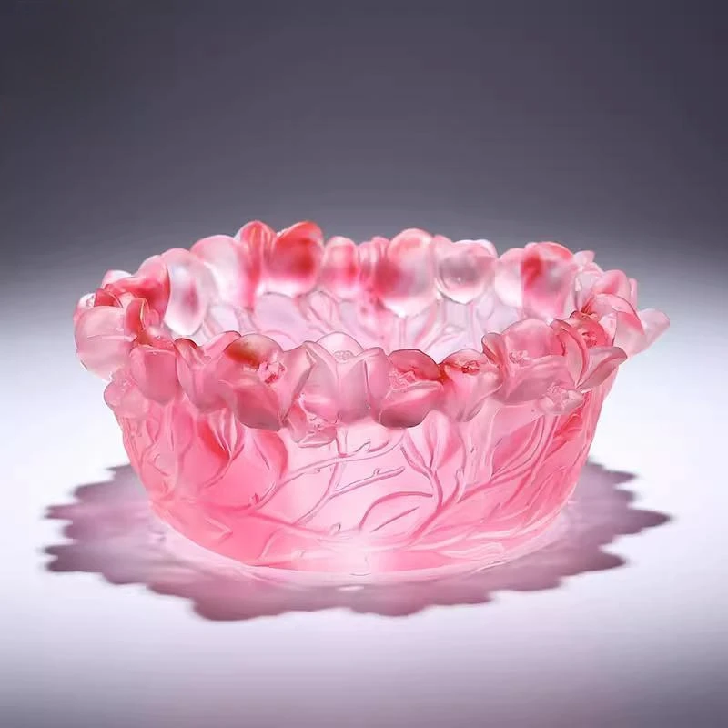 G148 intangible cultural heritage glazed pure handicrafts high-end candy jar fruit bowl dining table living room decoration