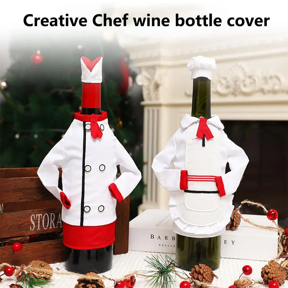 1 Set Wine Bottle Cover  Convenient Mini Chef Clothes Cap Wine Bottle Cover  Scene Layout Wine Bottle Bag