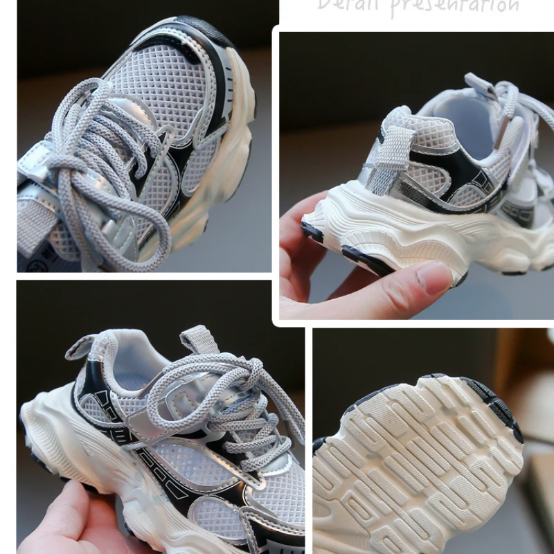 Ragazzi ragazze sandali estate nuovo grigio maglia traspirante scarpe Casual per bambini viola morbido antiscivolo sandali sportivi per bambini