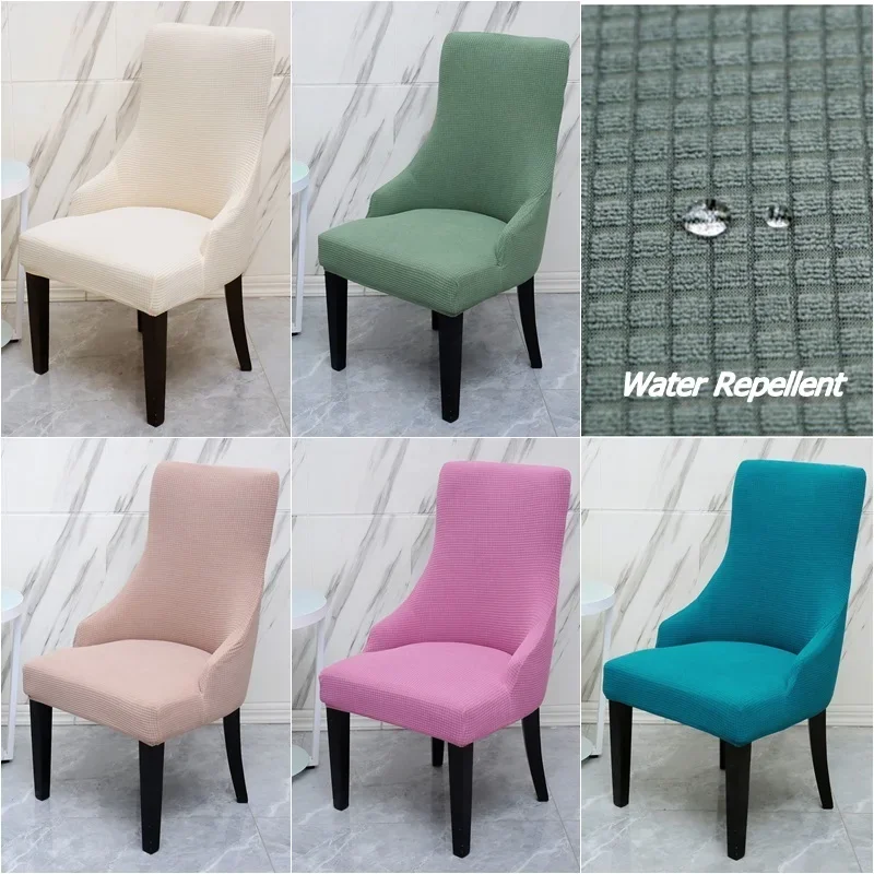 Water Repellent Polar Fleece Dining Chair Cover High Back Sloping Armchair Covers Stretch Spandex Seat Covers for Kitchen Office