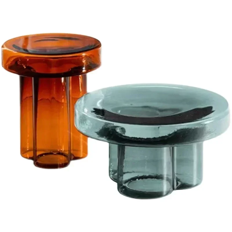 Modern creative light luxury colored glass coffee table model house villa people