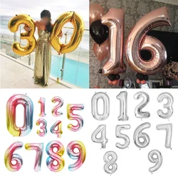 16/32/40 Inch Anzahl Ballon Regenbogen Gold Silber Rose Gold 0 1 2 3 4 5 6 7 8 9 aluminium Folie Luftballons Memorial Ballons Tag