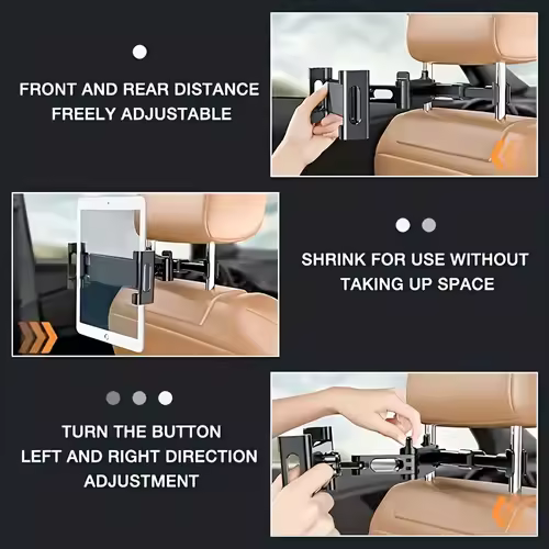 Universal Car Tablet Holder Back Seat Headrest Mount For iPad Air Mini Pro 4-13 Inch 360 Rotation Rear Pillow Phone Clamp Stand - Image 6