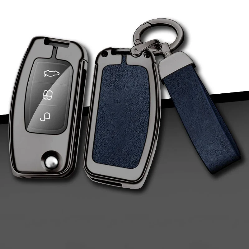 

Car Metal Key Case Cover Shell For Ford Focus 2 3 Ecosport C-Max S-Max Ka Mondeo Kuga Galaxy Fiesta Keychain Accessories