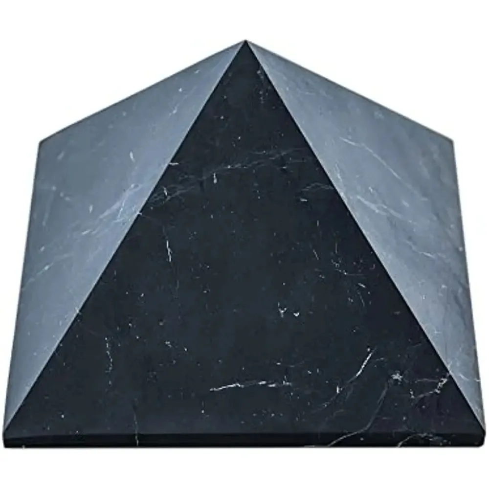 Natural Raw Shungite Pyramid Tower Point Stone, Chakra Healing Crystal for EMF Protection & Energy Balancing, 1pc