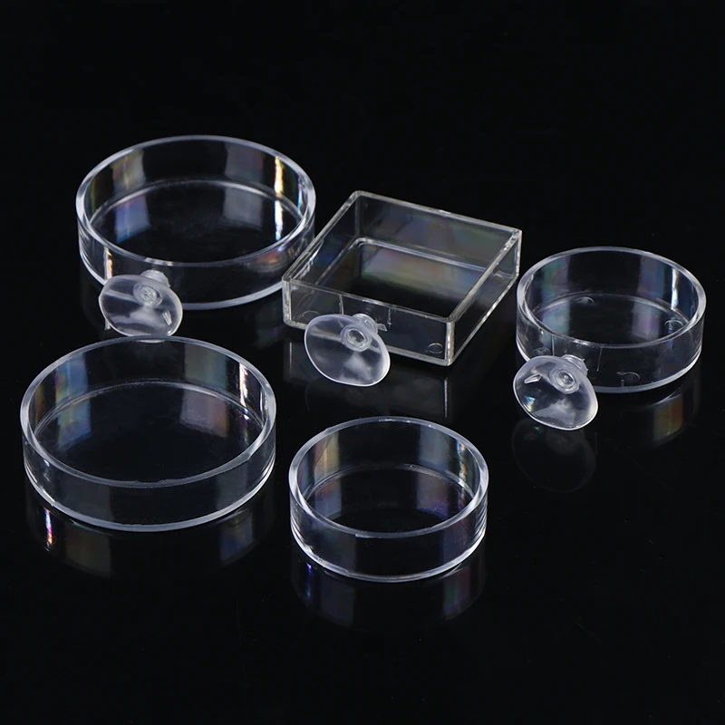 Aquarium Feeder Acrylic Transparent Aquarium Glass Fish Tank Feeding Tray Round Square Fish Shrimp Feeding Accessories