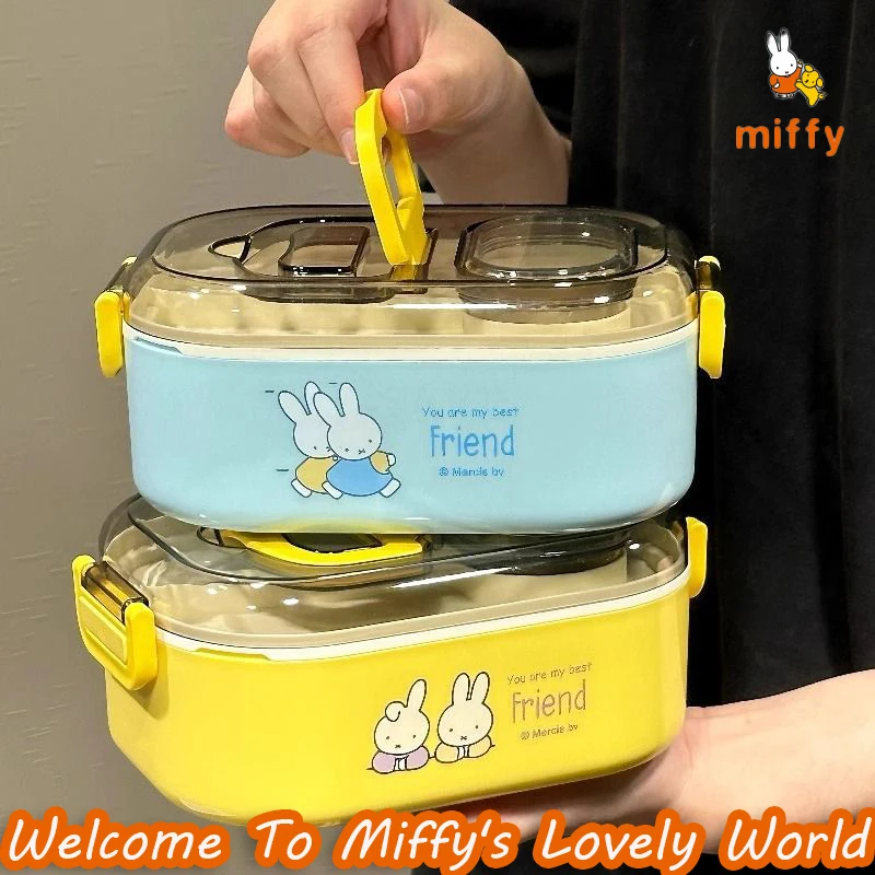 

Kawaii Miffy Ланч-бокс, креативный ведро из нержавеющей стали 304, портативный офисный студенческий бенто, аксессуары в стиле аниме, идеальный подарок