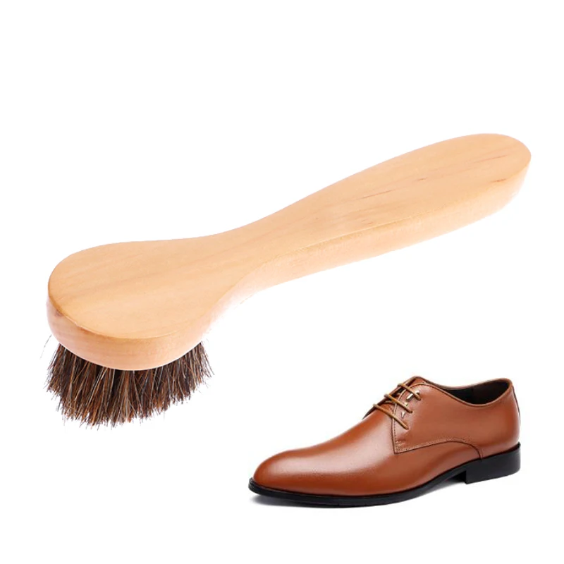 Long-handled Horse Hair Cleaning Brush Round Head Solid Wood Small Face Brush Soft Hair Bath Brush