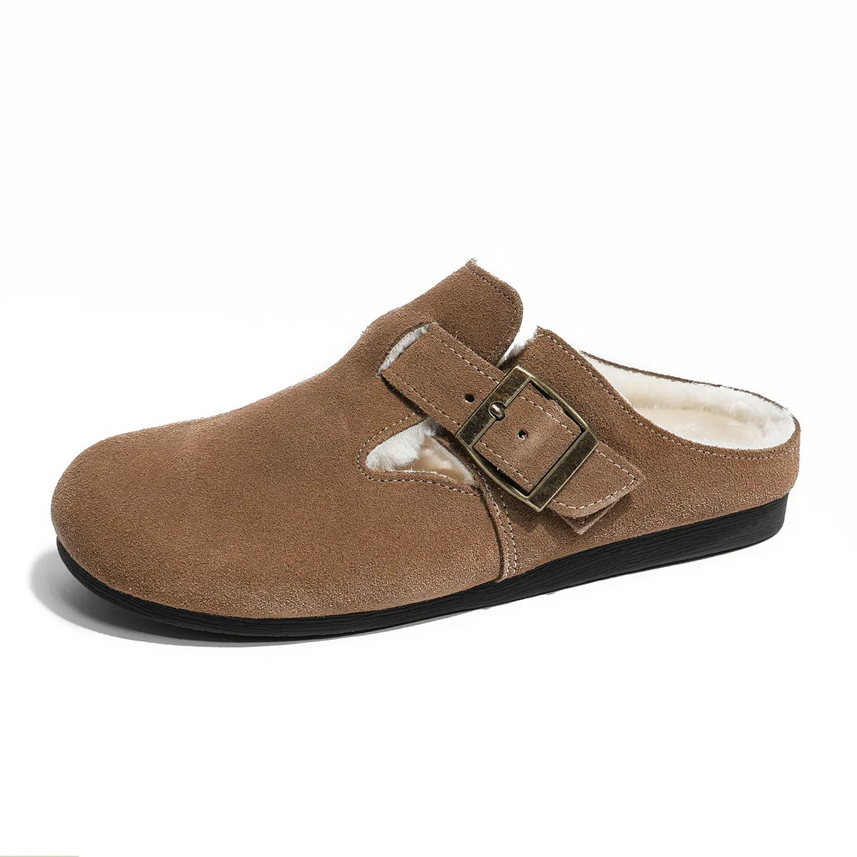 2026 new modelWomen's Fleece Lined Thick Sole Slippers Half Slippers Slip on Autumn Winter Cotton Slippers Home Casual Wear