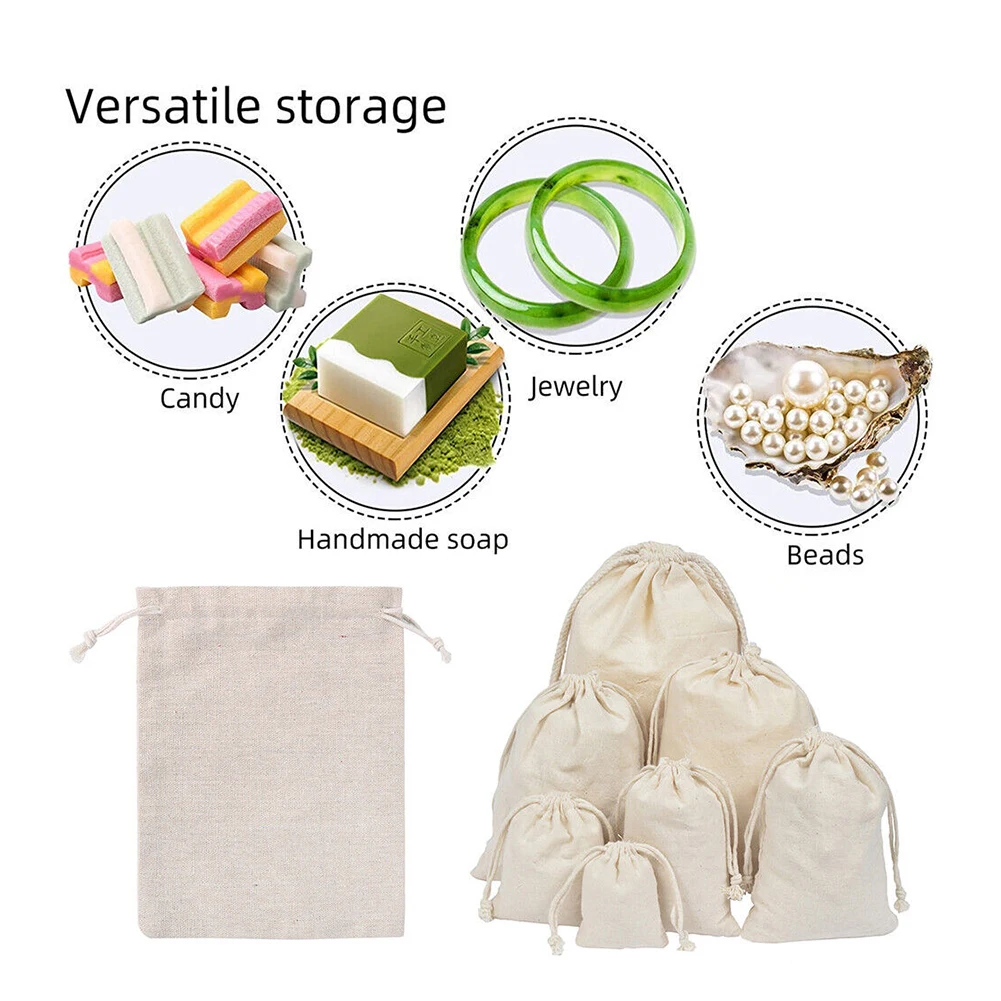 10 Pcs/Lot Cotton Drawstring Storage Bag for Gift Package Christmas Party Wedding Craft Packing Plain Pouches