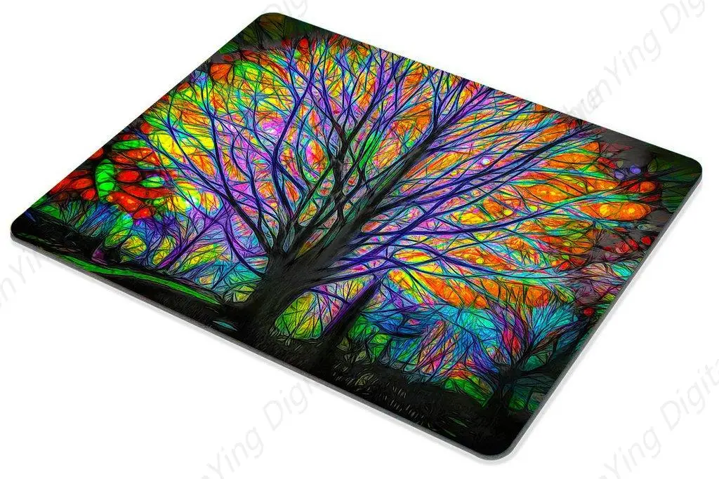 Mouse Pad pohon kreatif kantor warna-warni cat air, Mouse Pad Pohon Kehidupan musim semi desain pribadi, Mouse Pad permainan 25*30cm