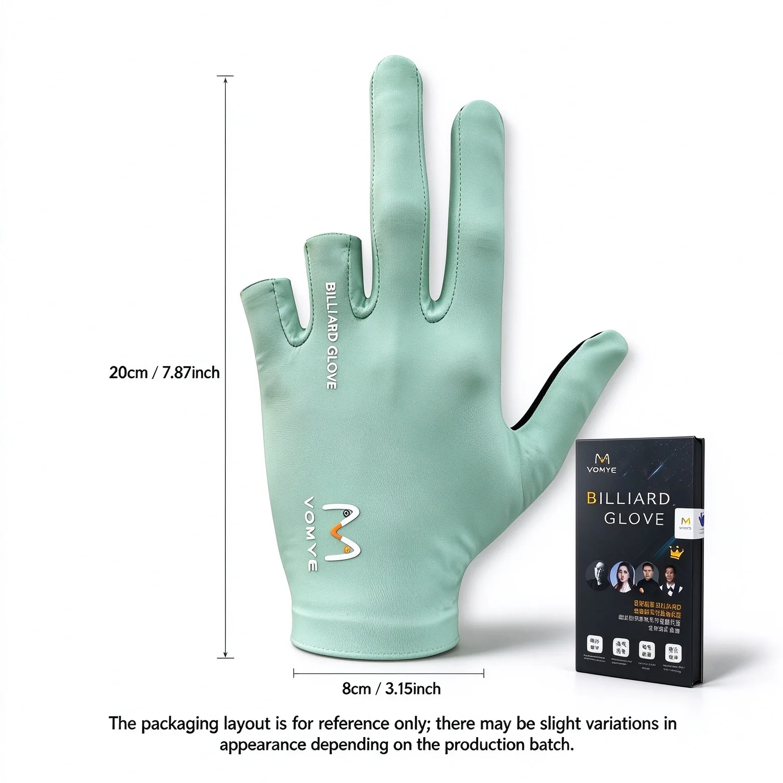 VOMYE Professional Billiard Glove Smooth Open Finger Glove Unisex Billiard Pool Glove Snooker Glove for Left Hand & Right Hand