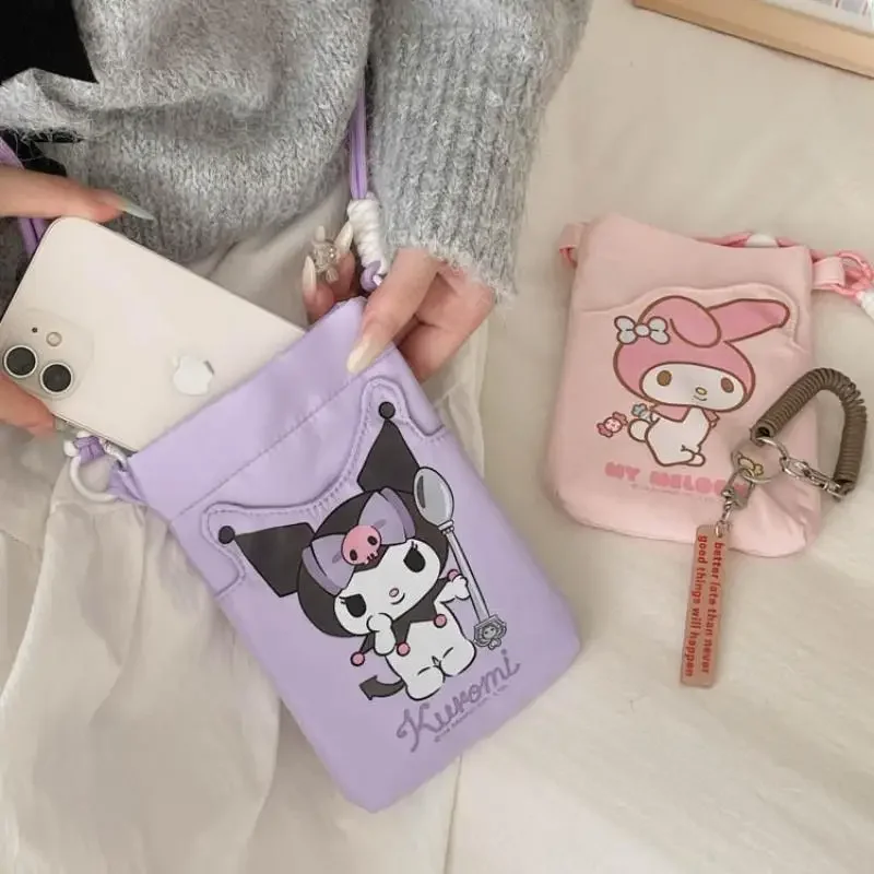 

Kuromi Hello Kitty's сумка через плечо аниме фигурка портативная сумка через плечо для мобильного телефона милый мультфильм еда карта кошелек для монет