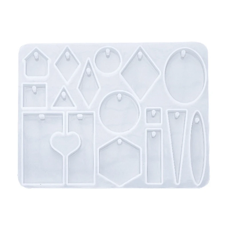 DIY Pendant Mould Resin Mold Multi-Shapes Jewelry Molds with Holes Hand-Making Accessories Silicone Material for Pendant