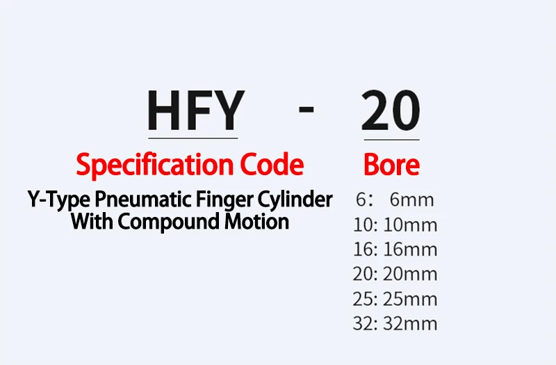 Airtac Typ 180 ° Klaue Grad eckiger Stil Greifer kleiner Pneumatikzylinder Maske Maschine Fingerzylinder HFY/HFTY 6 10 16 20 25 – Detail 1