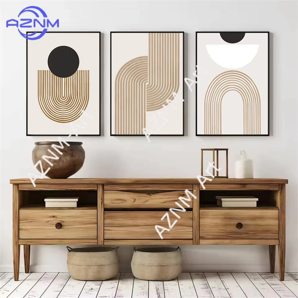 1/3pcs Modern Abstract Geometry Lines Canvas Art Poster Bohemia Black Beige Wall Art Print Picture Living Room Home Decoration