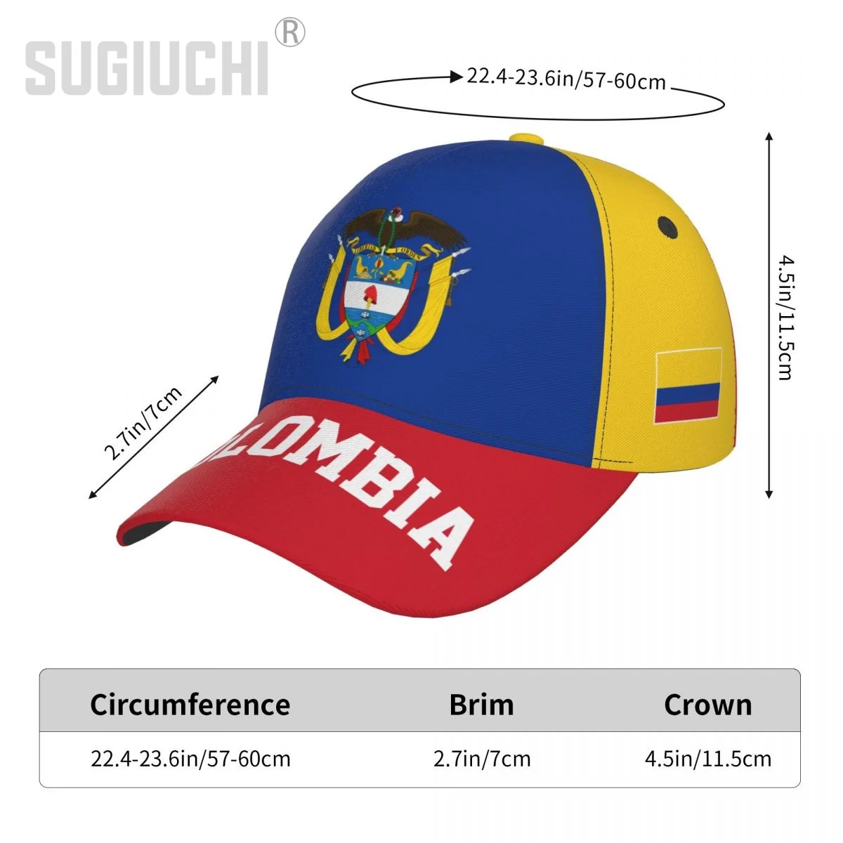 Unisex Colombia Flag Colombian Adult Baseball Cap Patriotic Hat for Baseball Soccer Fans Men Women