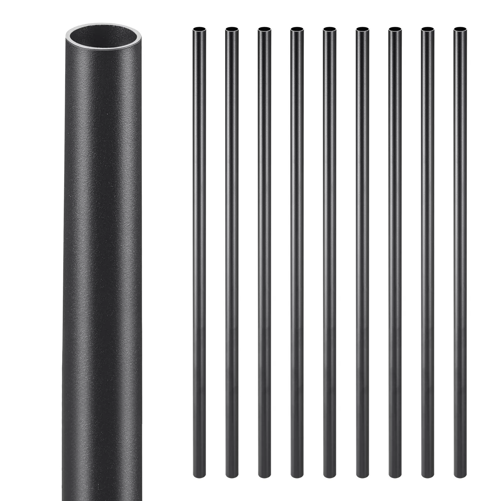 

Staircase Balusters 101 Pack, 26 In Aluminum Stair Balusters, 3/4 Inch Water-Proof Round Metal Spindle Railing, Hollow Deck Railing With Rail Caps & Screws For Stairs, Porch, Patio, Matte Black