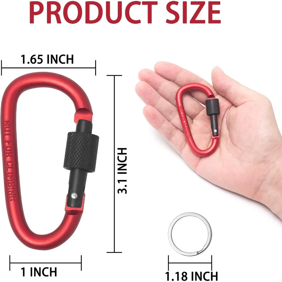 8 الألومنيوم Dshaped مشبك معدني حلقة تسلق قفل حلقة تسلق التخييم الصيد في الهواء الطلق استخدام كليب مع باب حلزوني لديها مجموعة متنوعة من Col