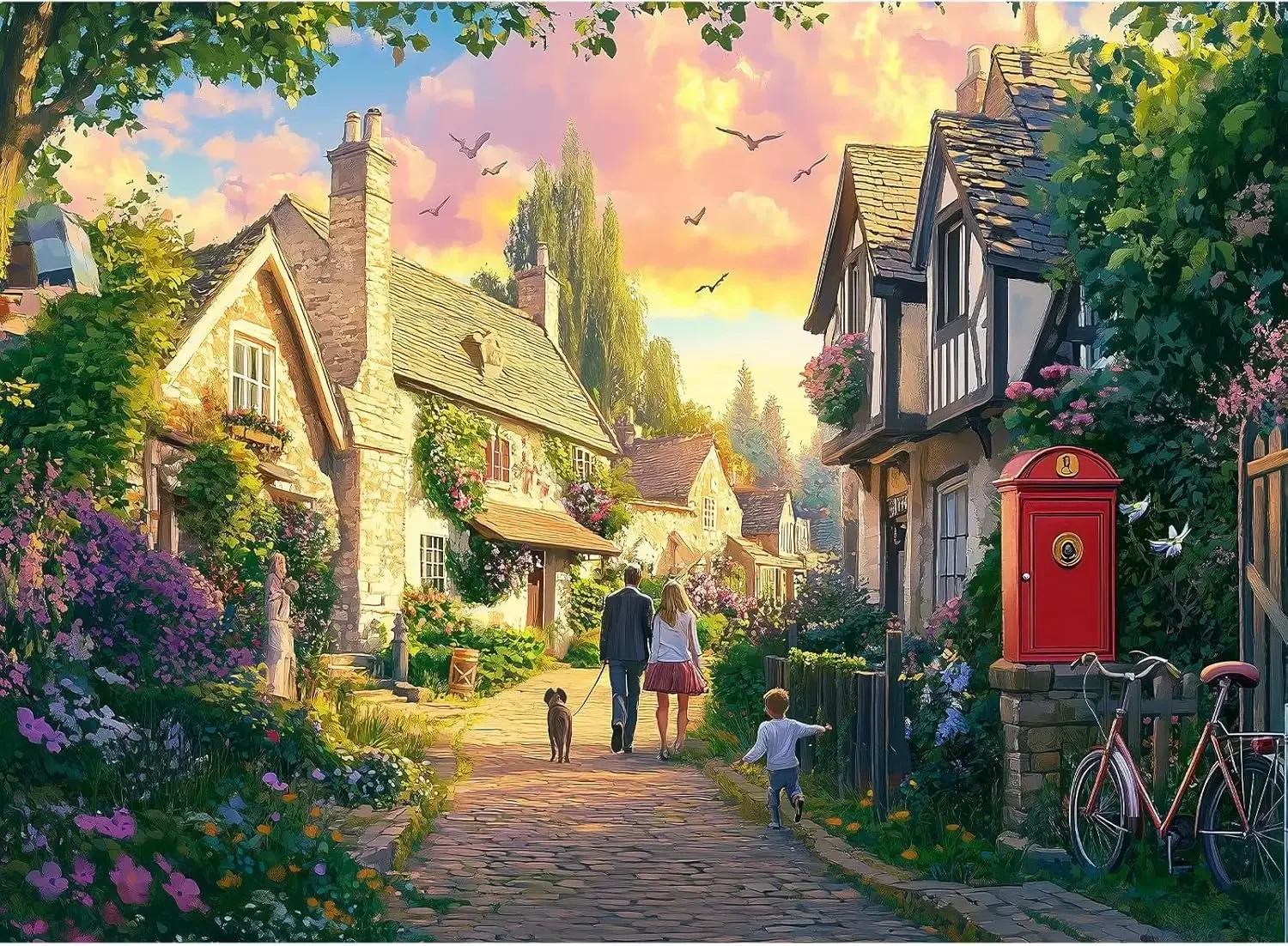 Wooden Puzzle Sunset Strolls 1000/500/300 Pcs for Adult Jigsaw Puzzle Bedroom Gameroom Livingroom Home Decor Birthday Gift