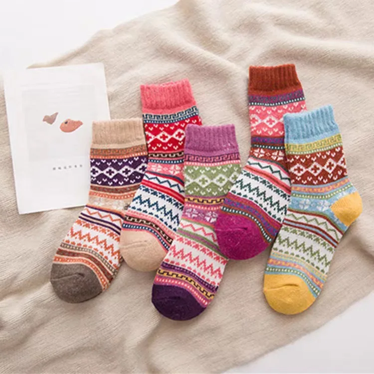 5pairs Sock Leisure Ankle Crew Fuzzy Thick Warm Women Autumn Winter Rabbit Wool Warm Outdoor Cashmere 8W141