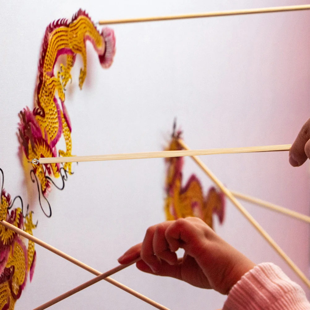 30 個中国影絵人形アームコントロールロッド 20 センチメートルベージュ Diy キット子供のための伝統的な民俗芸術パフォーマンステアター