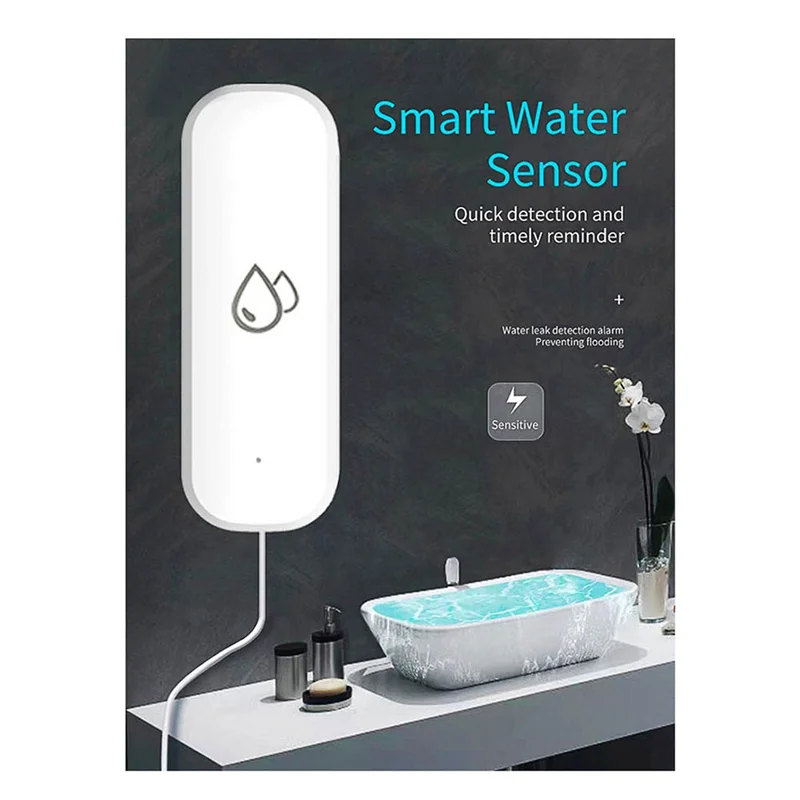ABJN-3X Tuya WIFI датчик воды сигнализация детектор утечки воды оповещение о наводнении система охранной сигнализации при переполнении работает