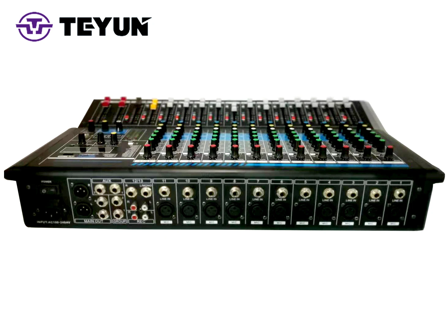 Teyun e12 misturador digital de 12 canais, placa de som, interface de áudio, novo aplicativo profissional, atacado, múltiplos efeitos sonoros, reprodução de vídeo