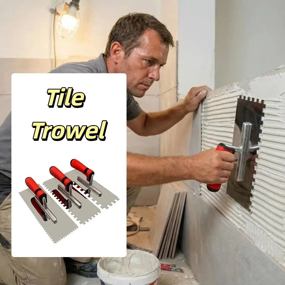 3 PCS Durable Metal Trowel Square Notch Design Stainless Steel Square Notch Trowel No Power Needed Comfort Grip Handle